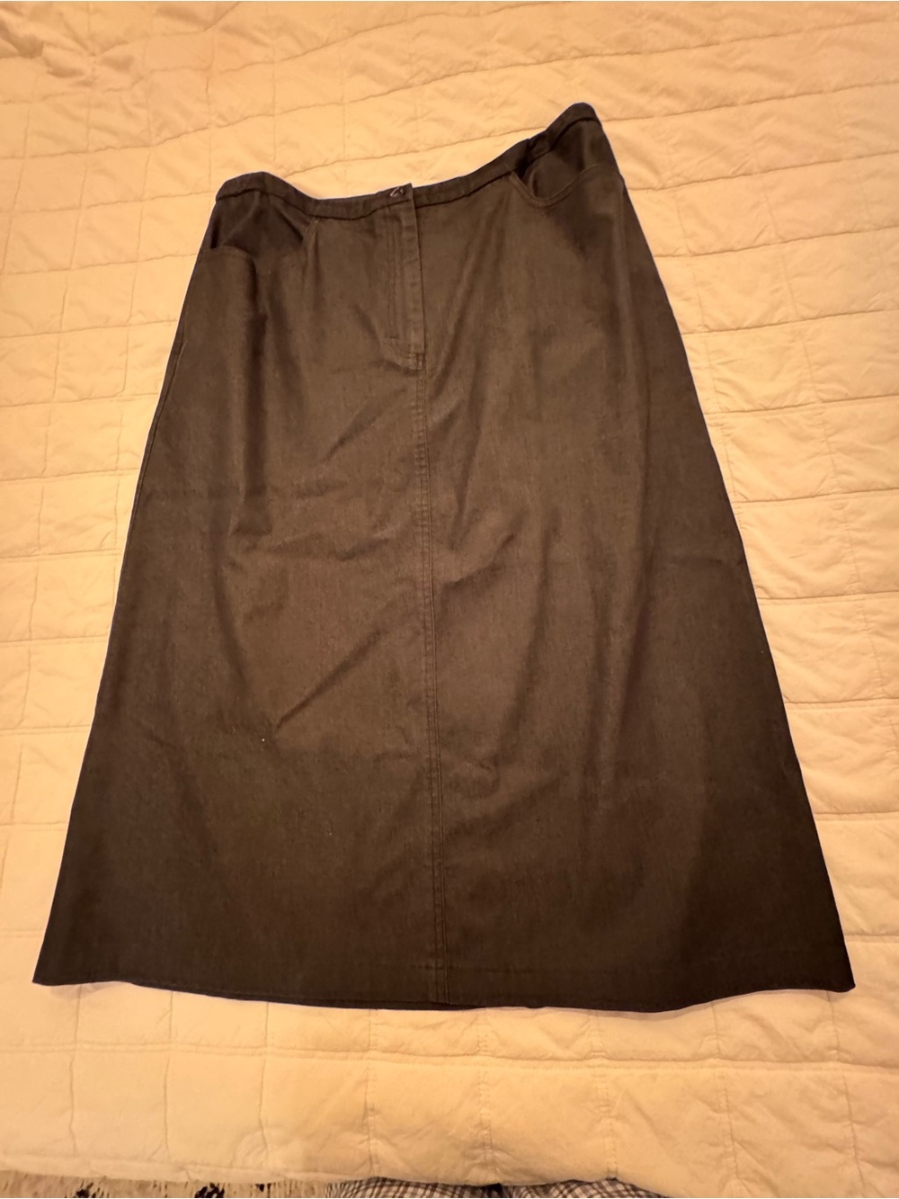 Classic Grey Denim A-Line Women's Skirt